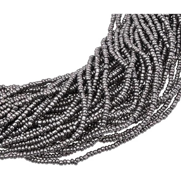 Silver Seed Beaded Necklace Boho Chunky Bead Necklace Multi Strand Seed Necklace - Picture 3 of 5